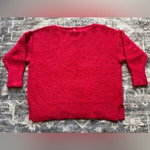 Free People Oversized Moira Slouchy Red Tunic Sweater Size Medium